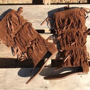 Rust Fringe Sandal